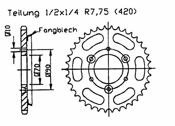 Honda 80 MBX FWD, FWF Kettenrad 38 Zähne