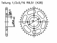 Kettenrad 41 Zähne für Suzuki 125 GN NF41A 92-98