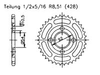 Kettenrad für Yamaha RD80LC2, TZR 80 Zähnezahl 48