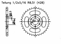 Kettenrad für Yamaha TY 125 Zähnezahl 52