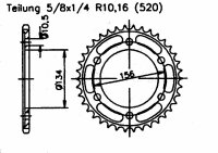 Kettenrad für Kawasaki KR 250 B2 (KR1)...