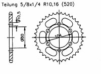 Kawasaki 600 ZX-6R Ninja chain 520 98-01 Kettenrad 40...