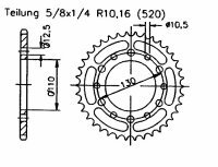 Kawasaki 500 GPZ S (EX500D1-D12) 94-05 Kettenrad 41...