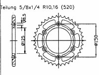 Kettenrad für KTM Sting 125 Zähnezahl 42