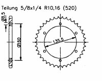 Kettenrad für Honda CBR 600 F-1 OC35 Zähnezahl 45