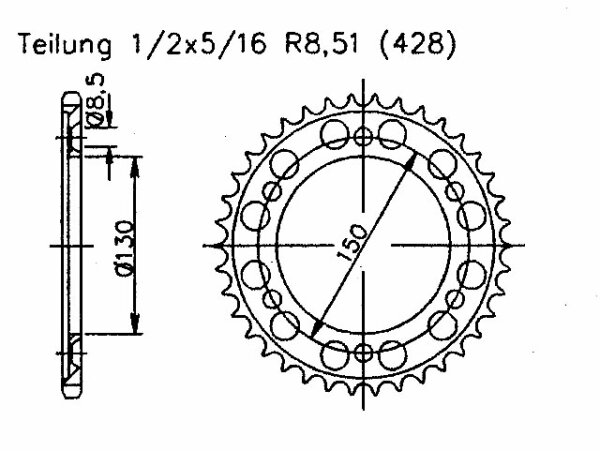 Kettenrad für Honda XLR 125 R-W,X,Y,1,2 Zähnezahl 51