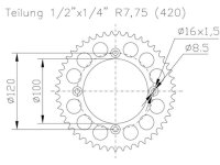 Kettenrad für Suzuki RM 80 XG,XH,XJ 428...