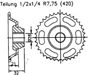 Kettenrad für Aprilia RS 50 Extrema 6V AF-1...