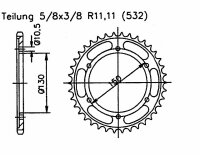 Yamaha 1000 FZR T/U/CT/CU Genesis 87-88 Kettenrad 47...