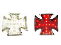 Eisernes Kreuz Chrom Malteser R&uuml;cklicht LED mit Kennzeichenbeluchtung