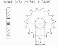 Ritzel 16 Zähne für Aprilia RXV 450 / RXV 550 /...