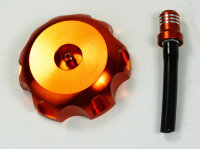Aluminium Tankdeckel in Orange mit Entl&uuml;ftungsventil f&uuml;r Suzuki RM 65