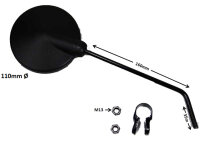 Rückspiel mit Gelenk links oder rechts mit Schelle schwarz für Sherco Supermotard 450 (05-)