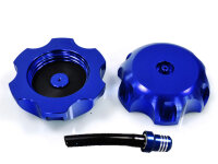Aluminium Tankdeckel mit Entl&uuml;ftungsventil Blau 65mm
