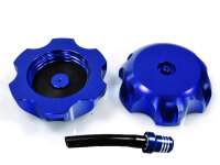 Aluminium Tankdeckel mit Entlüftungsventil Blau 65mm