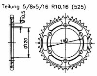 Kettenrad für Suzuki GSX-R 600 W,X U.K...