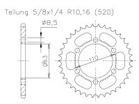 Kettenrad für KTM Duke 390 / RC 125 4T / RC 200 4T /...