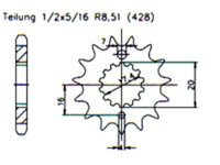 Ritzel MZ 125 RT vorne 15 Zähne