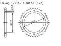Kettenrad für Kawasaki KE 175 D3-D5 Zähnezahl 44