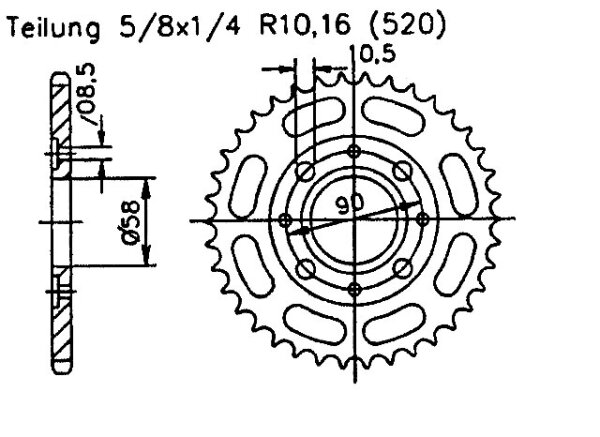 Kettenrad für Honda XL 125 V Varadero & für KTM Duke 125/200 Zähnezahl 42