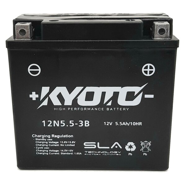 KYOTO Batterie passend f&uuml;r GILERA RTX, RV, RX Kick-Start Bj alle (12N5.5-3B)