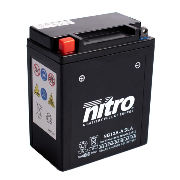NITRO Batterie passend f&uuml;r HONDA CL350 Scrambler Bj 68-73 (YB12A-A)