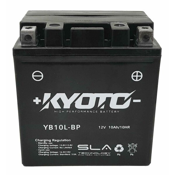 KYOTO Batterie passend f&uuml;r KAWASAKI KLF185-A Bayou Bj 85-88 (YB10L-B)