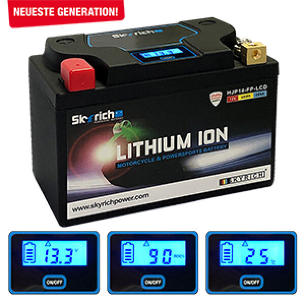 Batterie Lithium HJP14-FP-LCD LITZ14S, YTZ12S, YTX12-BS, YTX14-BS, YTZ14S, KMX14-BS, YTX12A-BS, YTX14H-BS  12 V 14 Ah für Honda Kawasaki Yamaha