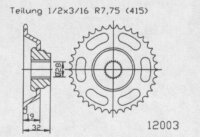 Kettenrad für Aprilia RS 50 Extrema 3V 415...