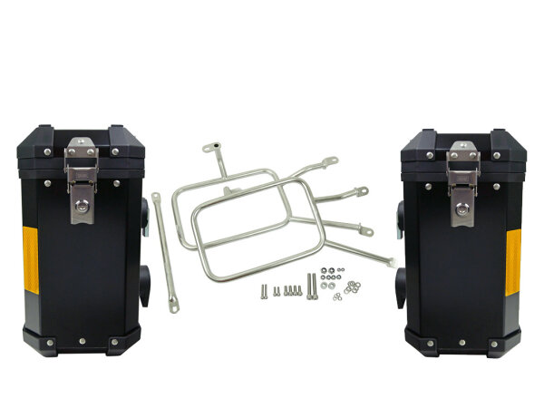 Koffer Satz schwarz für Yamaha XT 660 Z Tenere Edelstahlträger 2x 31Liter