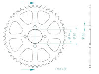 Kettenrad für Yamaha TY 50 M Zähnezahl 46