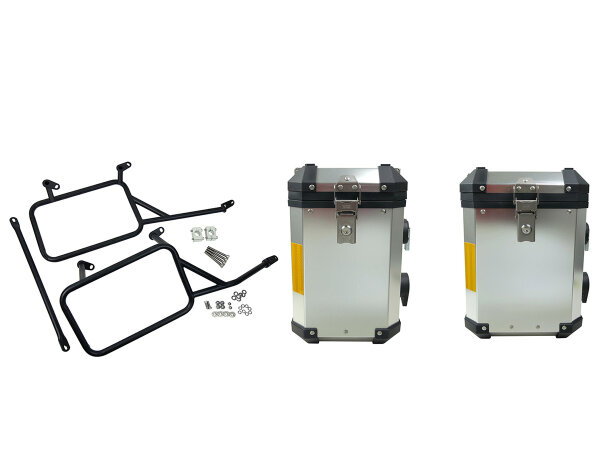 Koffer Satz schwarz Alu Honda CRF 1000 L 45+38Liter silber/schwarz