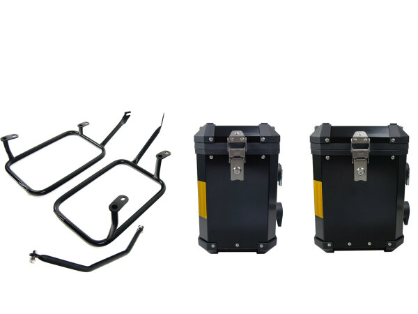 Aluminiumkoffer BMW R1200 GS / Adventure bis Bj.2013 Edelstahlträger 45+38Liter schwarz