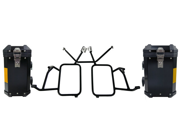 Aluminiumkoffer für BMW R1200 GS / Adventure bis Bj.2013 Edelstahlträger 38+31Liter schwarz