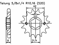 Kettenrad Z.14 für Yamaha 350 TT S,T,W,A,B 1986-1992