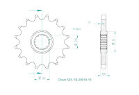 Kettenrad Z.16 für Yamaha 600 YZF-R6 2006-2011