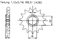 Ritzel Z.15 für Suzuki GZ 125 Marauder / Sachs...