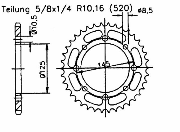Kettenrad für Honda XL 125 R ProLink Zähnezahl 53