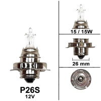 Glühbirne Scheinwerfer Halogen 12V 15W P26S