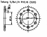 Kettenrad für Kawasaki KX 500 E1-E16 Zähnezahl 47