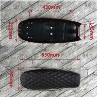 Motorrad Sitzbank Retro Classic Cafe Racer Universell, Diamond schwarz, Länge 63 cm