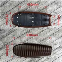 Motorrad Sitzbank Retro Classic Cafe Racer Universell, Stripe braun Länge 63 cm