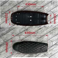 Motorrad Sitzbank Höcker Schwarz Retro Classic Cafe Racer Universell, schwarz, 63 cm