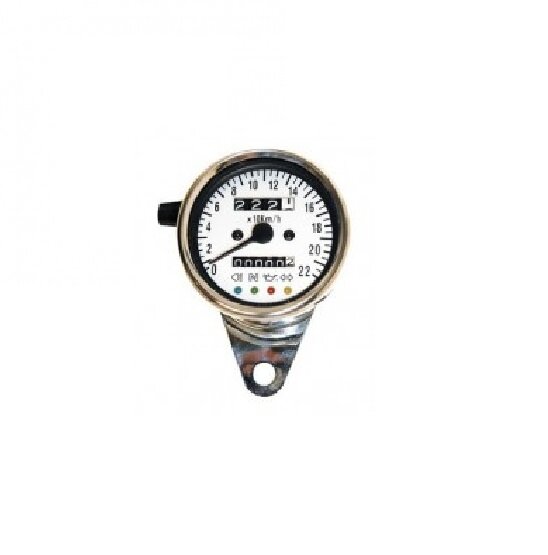 Tachometer 1:4 mechanisch chrom mit Tageskilometer und 4 LED Kontrolleuchten