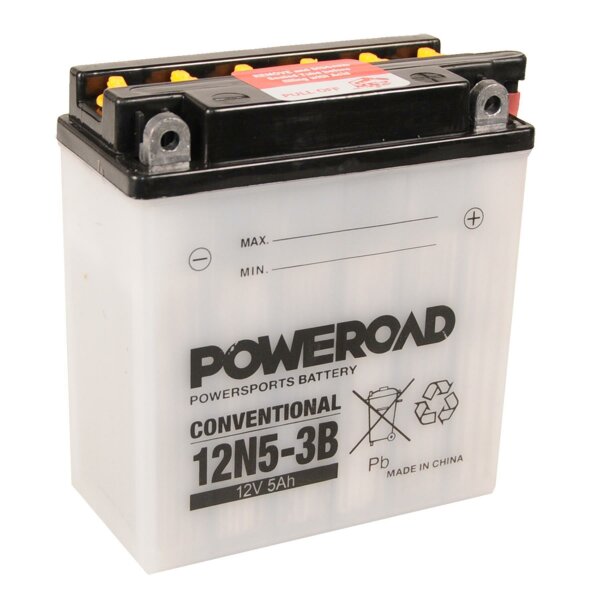 POWEROAD Batterie passend f&uuml;r SUZUKI DR 600 S Bj 85-87 (12N5-3B)