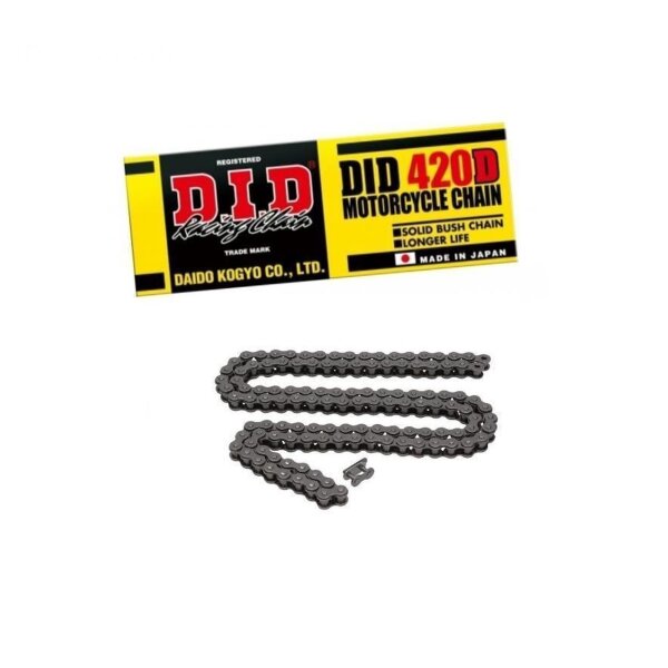 DID Kette 420D Standard schwarz (stahlfarben) 104 Glieder offen Clipschloss