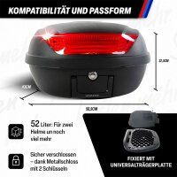 Top Case 52 Liter Helmet Box universal for Scooter...