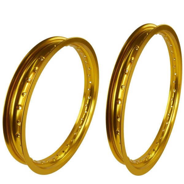 Felgen für Yamaha DT 80/125 LC, DT 125 R / RE / X Gold vorne & hinten Aluminium Felgenringe