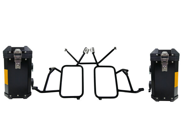 Aluminiumkoffer für BMW R1200 GS / Adventure bis Bj.2013 Edelstahlträger 38+38Liter schwarz