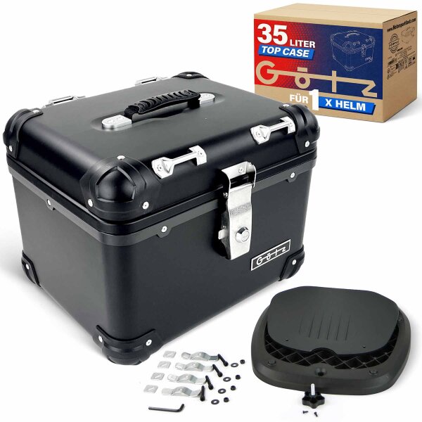 Topcase für Govecs GO S3.4 electric 35 Liter Black Aluminium-Design
